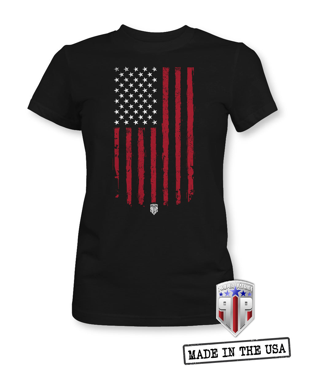 Tattered American Flag - USA Apparel Shirts - Women's Patriotic Shirts - Proper Patriot