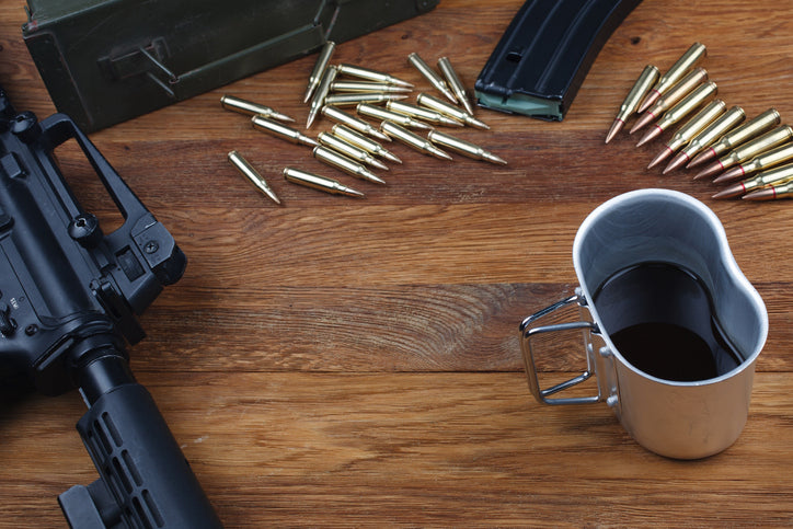 Military Grade Coffee with Gun and Ammo