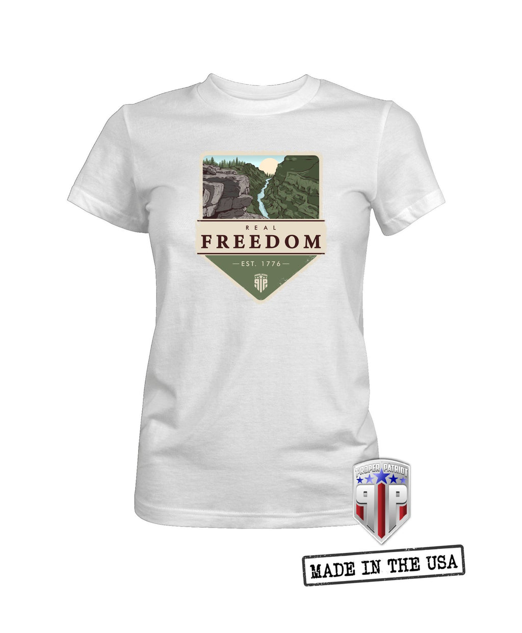 Real Freedom- American Outdoor Apparel - USA Shirt - Women's Patriotic Shirts