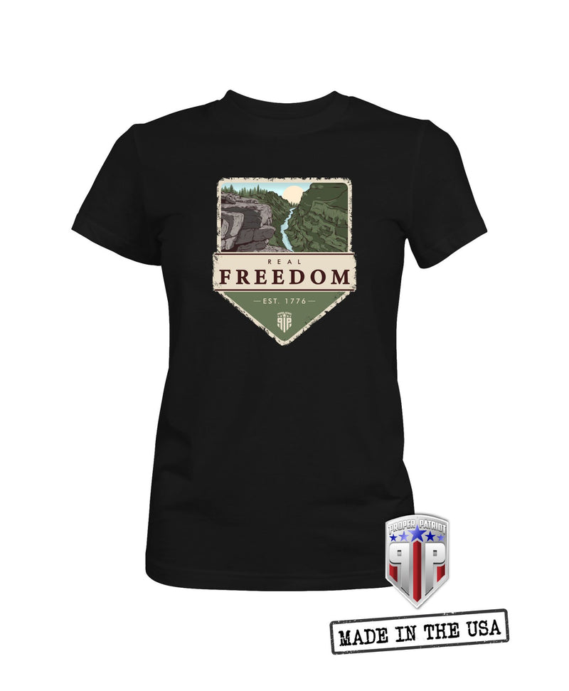 Real Freedom- American Outdoor Apparel - USA Shirt - Women's Patriotic Shirts