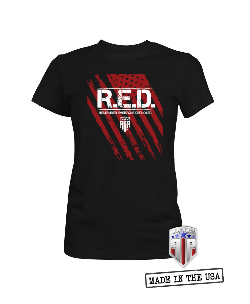 RED Friday Tattered Flag - Remember Everyone Deployed - Women's Patriotic Shirts
