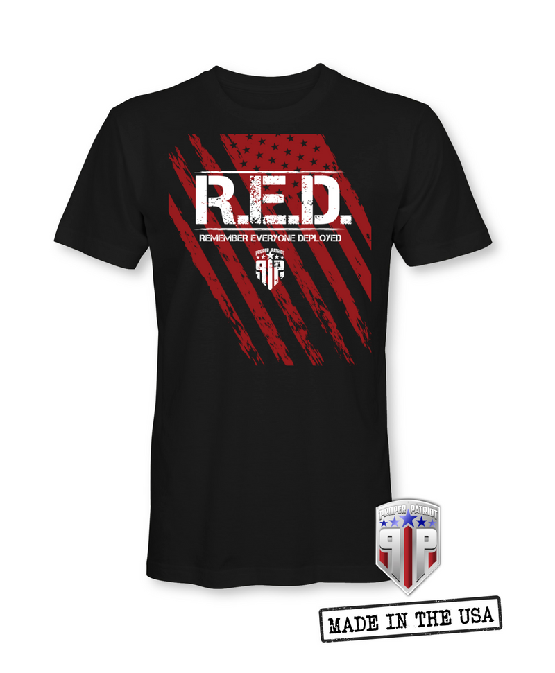 RED Friday Tattered Flag - Remember Everyone Deployed - Patriotic Shirts for Men