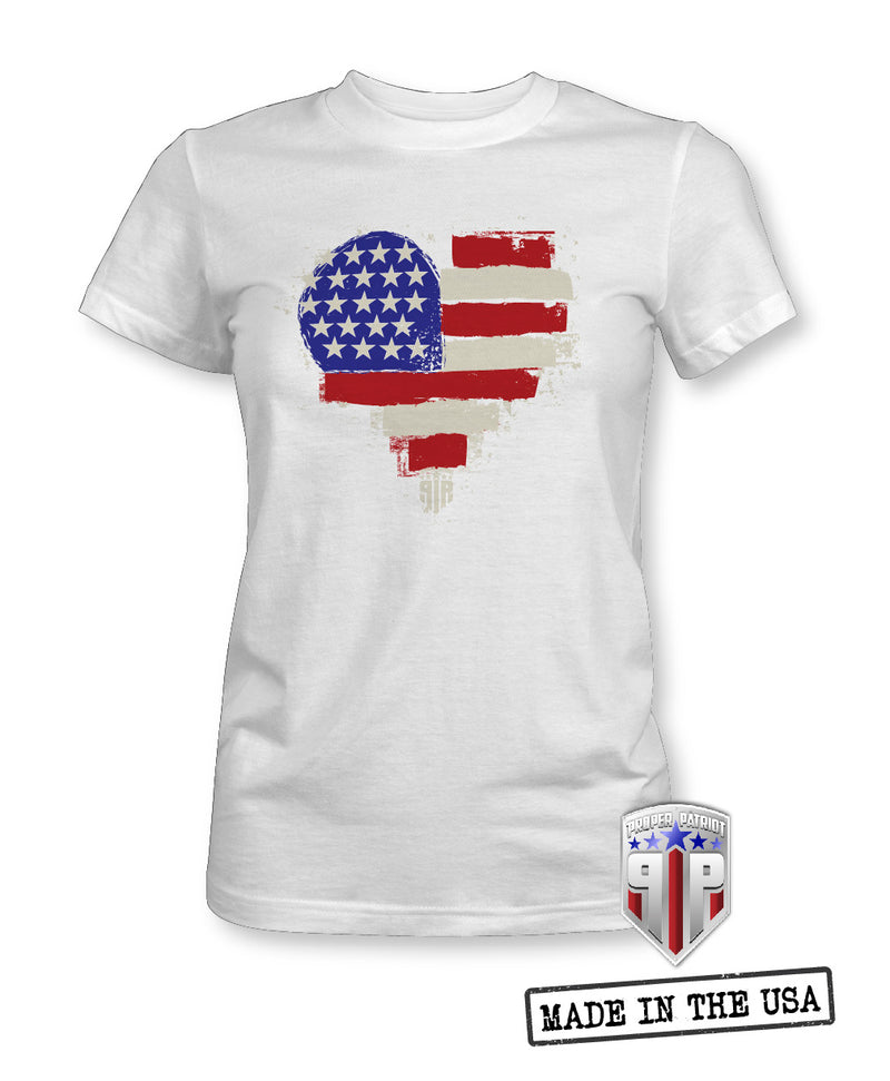 Love American Flag Heart - USA Apparel Shirts - Women's Patriotic Shirts - Proper Patriot