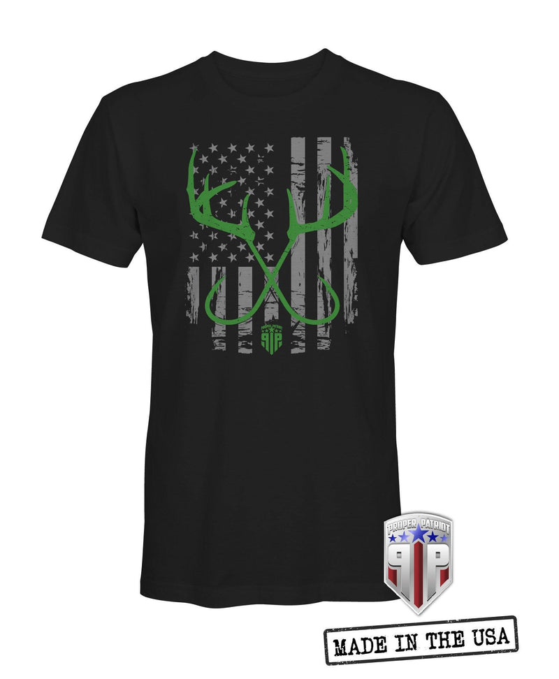 Hooks and Horns - American Flag Apparel - USA Shirt - Patriotic Shirts for Men - Proper Patriot