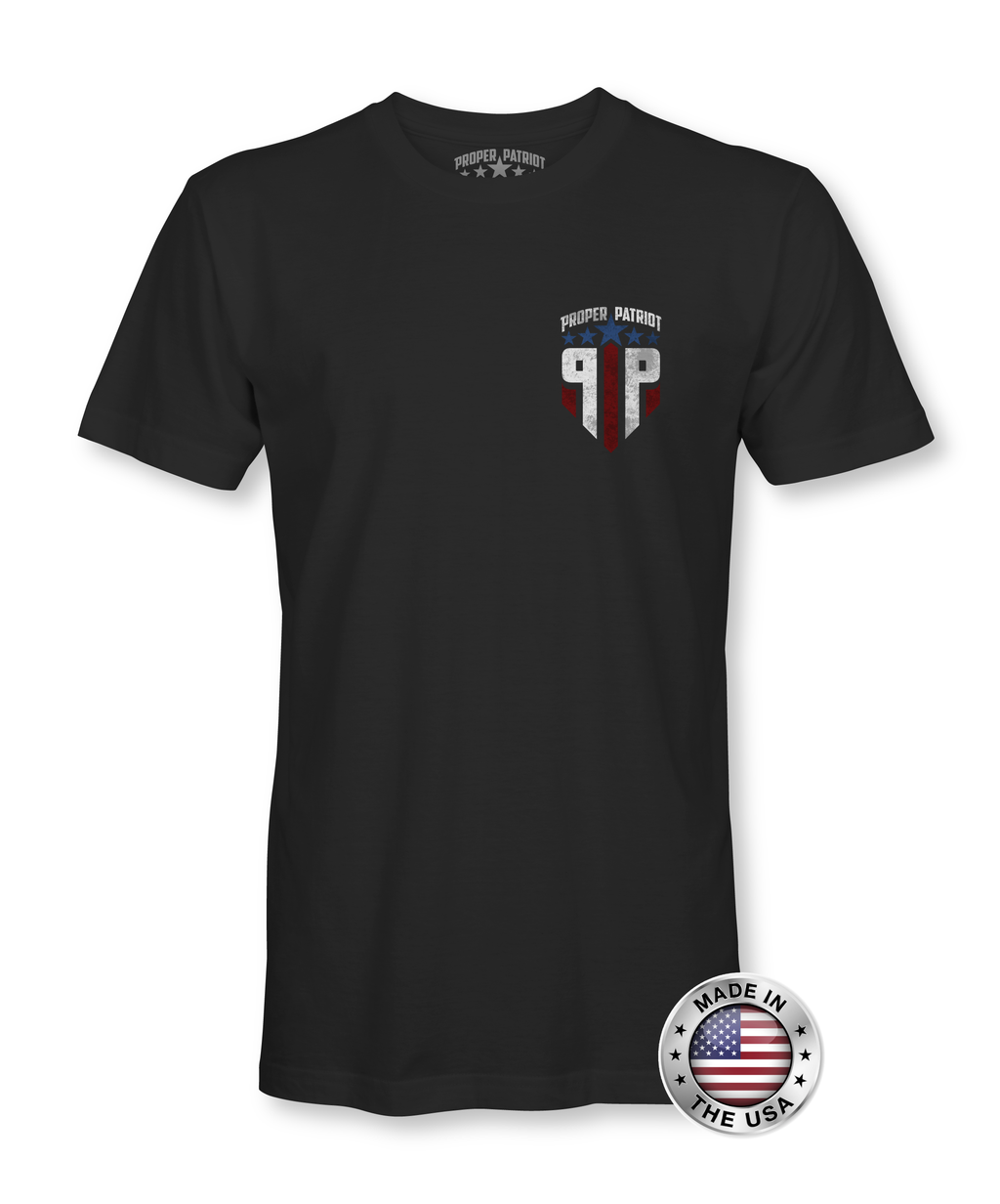 Basic Small Red White and Blue Proper Patriot Logo - Patriotic Shirts for Men - Proper Patriot