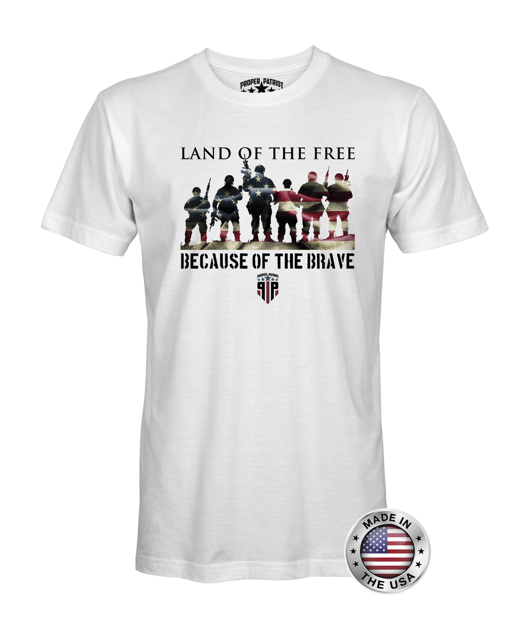 Land Of The Free Because Of The Brave - American Flag Shirt - Patriotic Shirts for Men - Proper Patriot