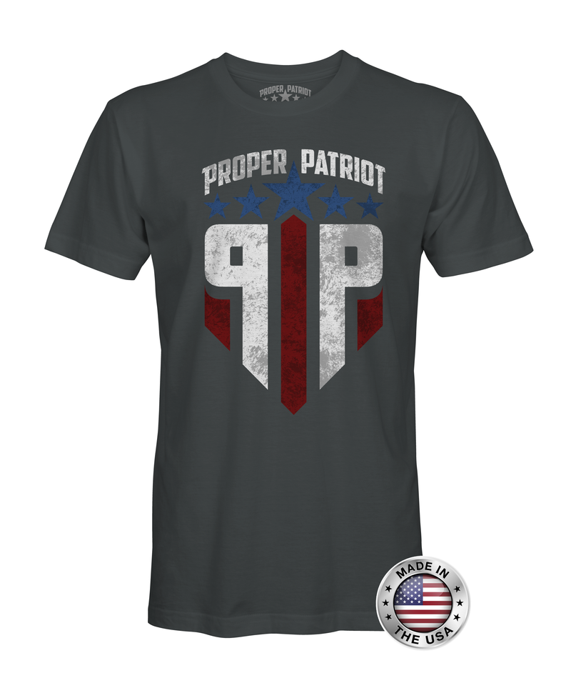 Red White and Blue - Proper Patriot Logo - Patriotic Shirts for Men - Proper Patriot