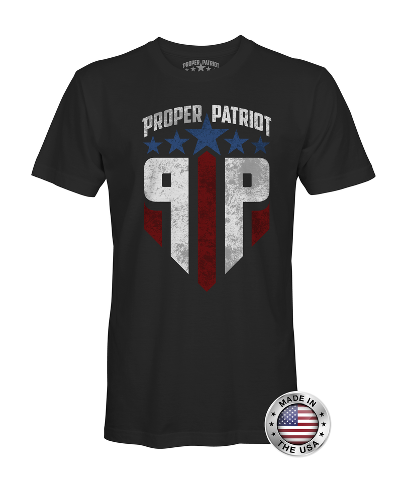 Red White and Blue - Proper Patriot Logo - Patriotic Shirts for Men - Proper Patriot