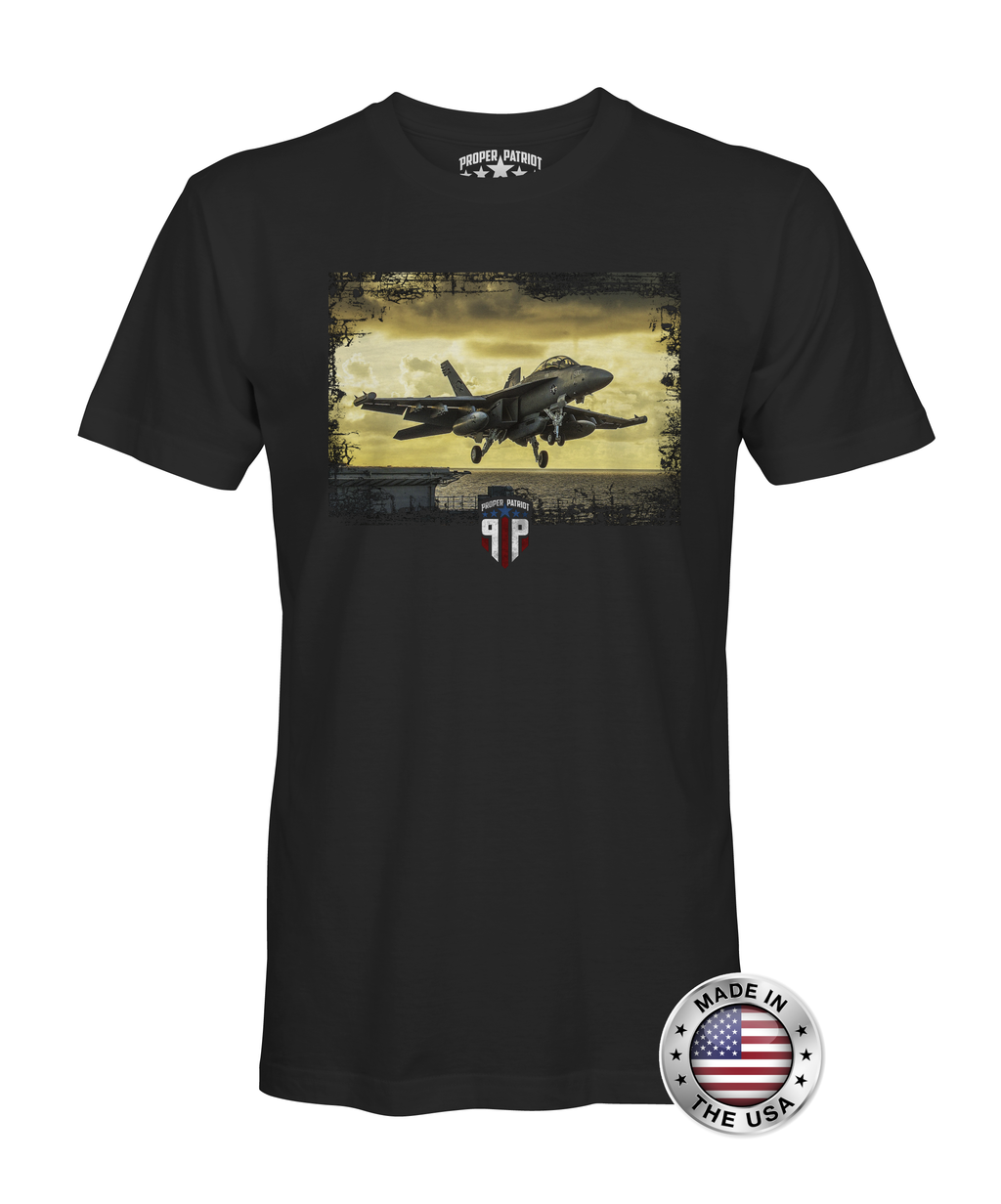 Sunset Takeoff Over Water - Military Gear - Patriotic Shirts for Men - Proper Patriot