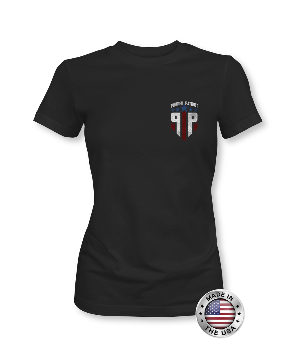 Basic Small Red White and Blue Proper Patriot Logo - Women's Patriotic Shirts - Proper Patriot
