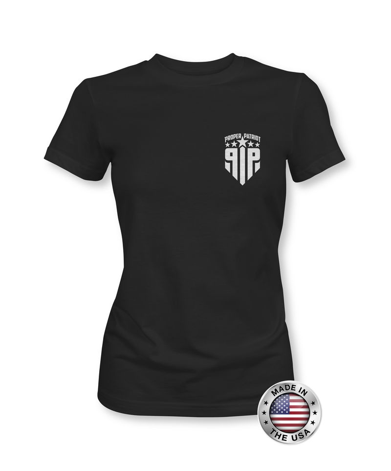 Basic Small White Proper Patriot Logo - Women's Patriotic Shirts - Proper Patriot