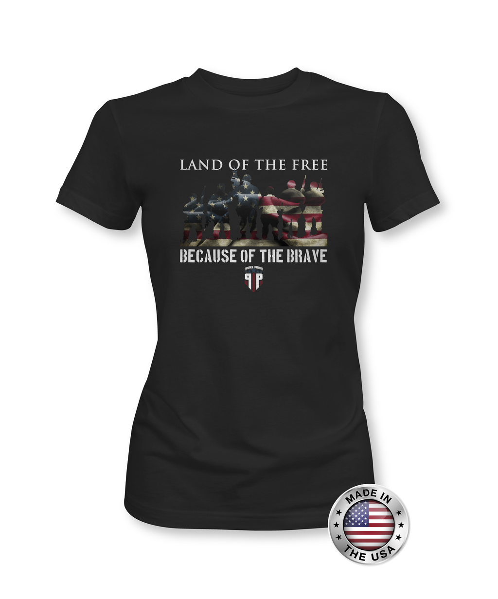 Land Of The Free Because Of The Brave - American Flag Shirt - Women's Patriotic Shirts - Proper Patriot