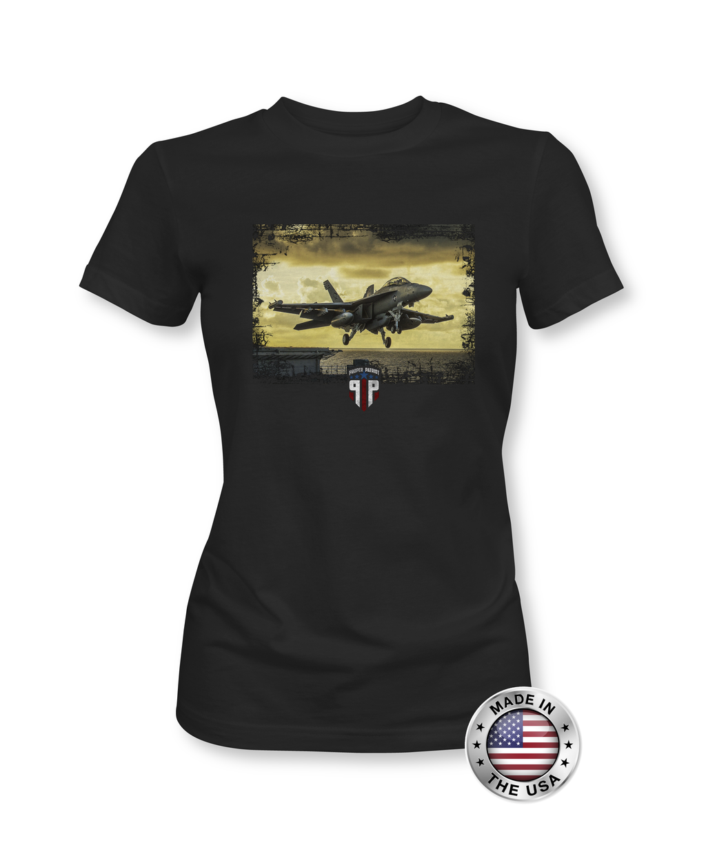 Sunset Takeoff Over Water - Military Gear - Women's Patriotic Shirts - Proper Patriot