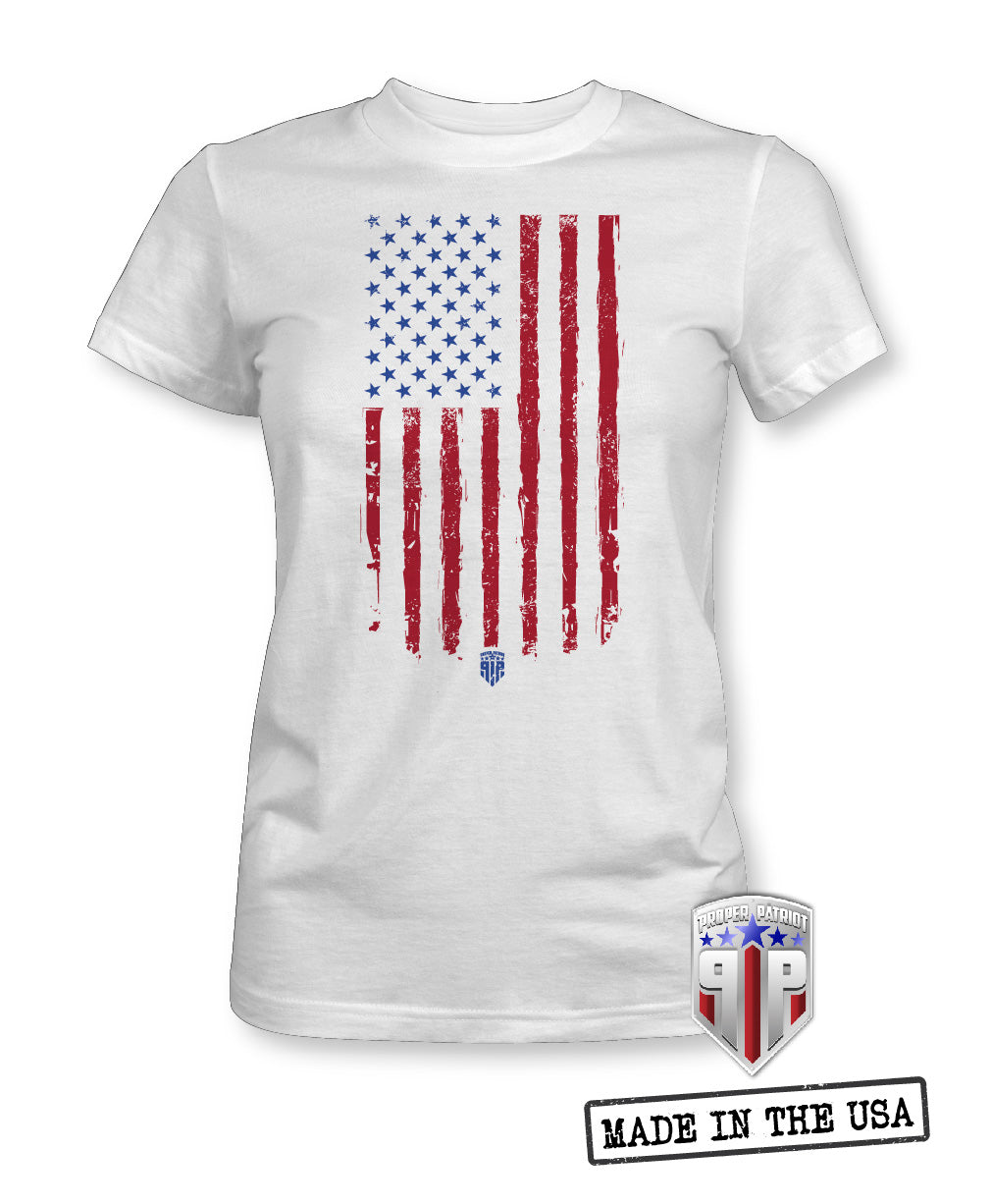 Tattered American Flag - USA Apparel Shirts - Women's Patriotic Shirts - Proper Patriot
